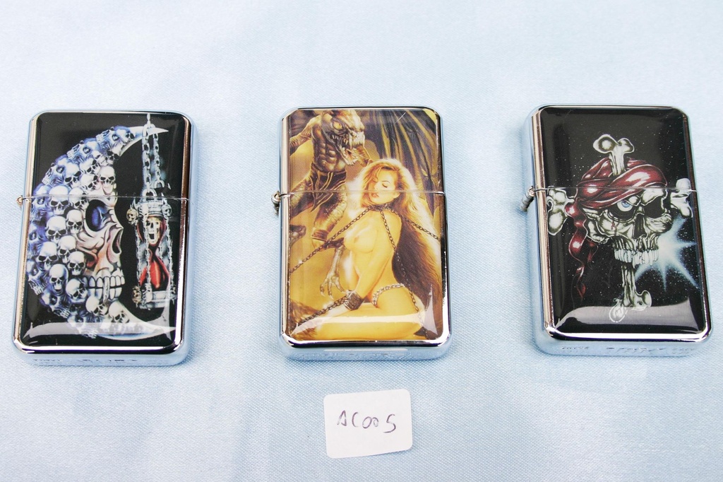 ACCENDINO TIPO ZIPPO DONNE-TESCHI 5 MOD.ASS. 