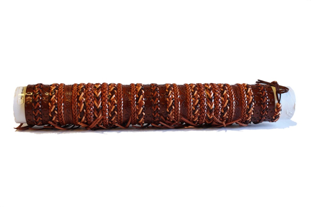 BRACCIALE CUOIO TRECCIA MISTO 