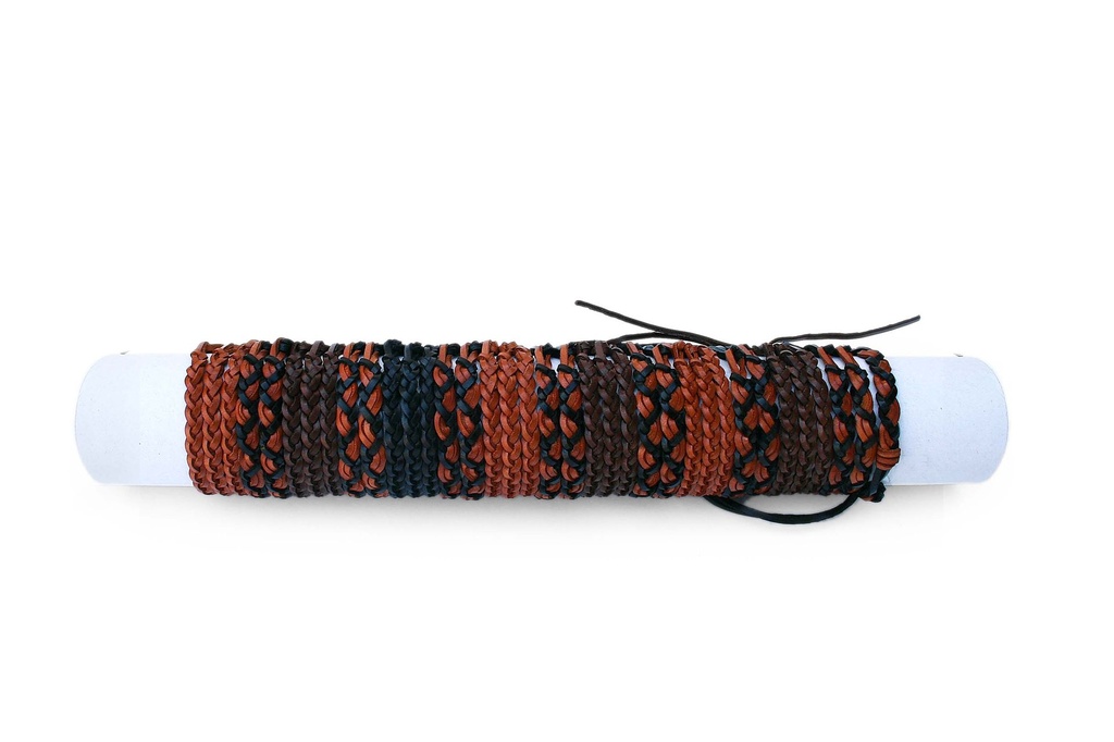 BRACCIALE CUOIO TRECCIA MISTO 