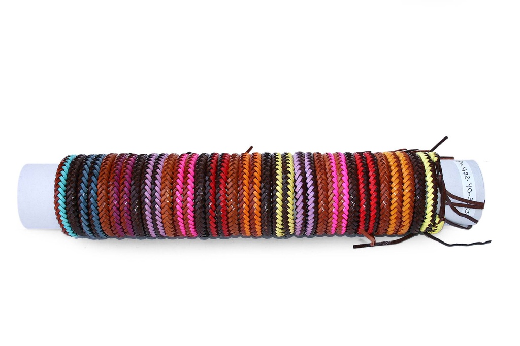 BRACCIALE CUOIO TRECCE  COLORI ASS. 