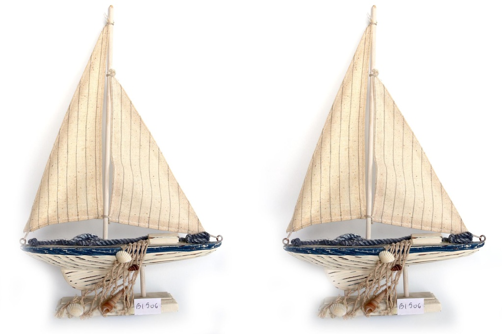 BARCHE LEGNO A VELA c/DECORO cm.32 