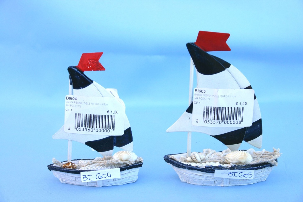 BARCA RESINA c/VELE FERRO h.11cm 