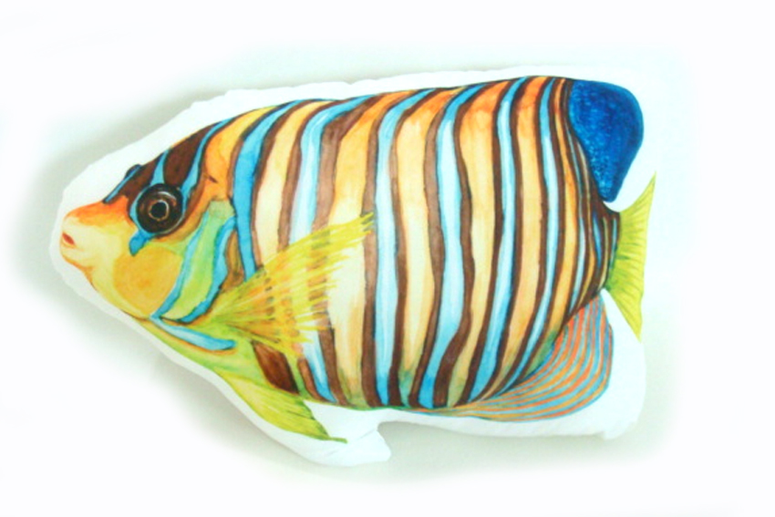 CUSCINO FORMA PESCE GIALLO/BLU 35*40 CM 