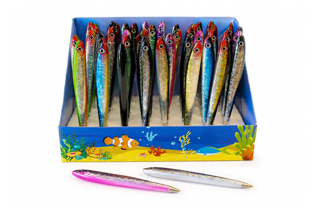PENNA PLASTICA PESCE ARG (DISPL BOX 48 PCS) 