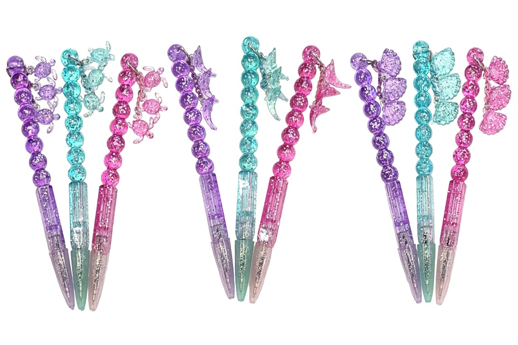 PENNA ACRILICO GLITTER CON CHARMS ASS 