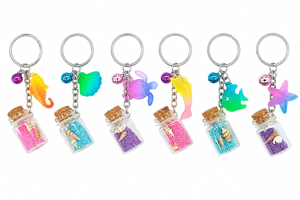 PORTACHIAVI CON BOTTIGLIETTA+CAMPANELLA E CHARMS 