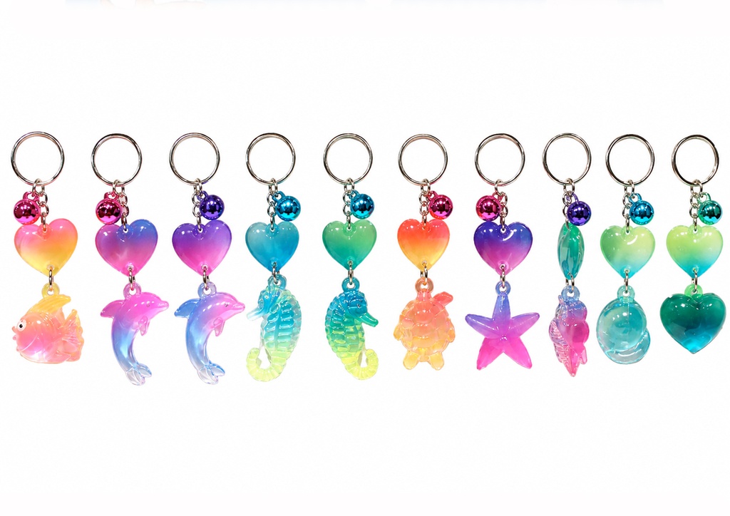 PORTACHIAVI NEON CON CUORE E CAMPANELLA 