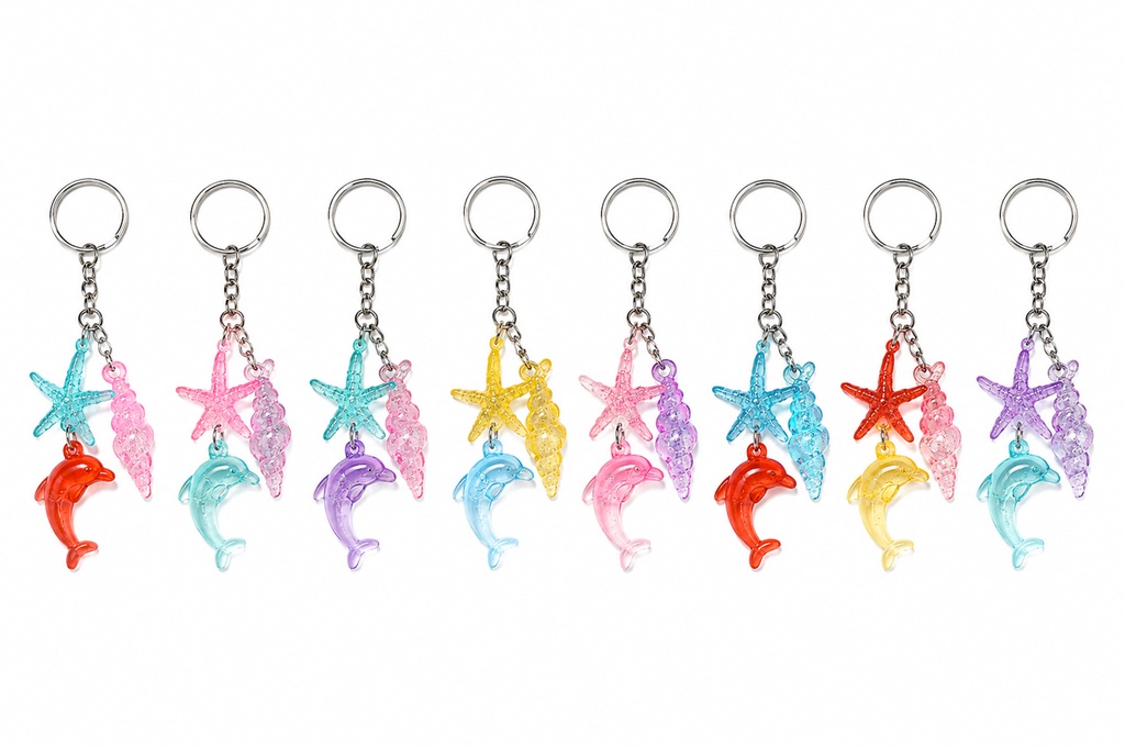 PORTACHIAVE 3 PENDENTI CONCH-STELLA-DELFINO CONF. 12 PZ.