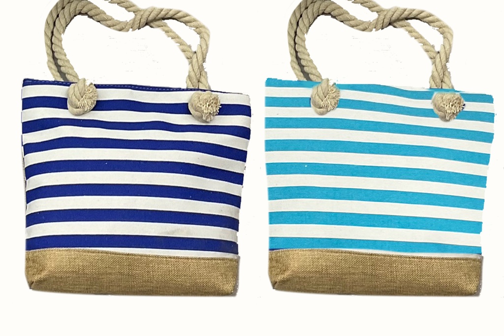 BORSA STOFFA 33*24*8cm RIGHE BLU 