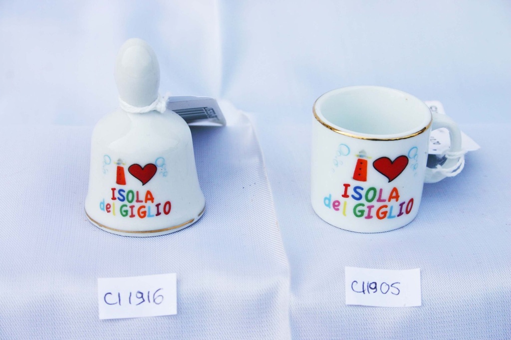 CAMPANELLA CERAMICA I LOVE IS. DEL GIGLIO 