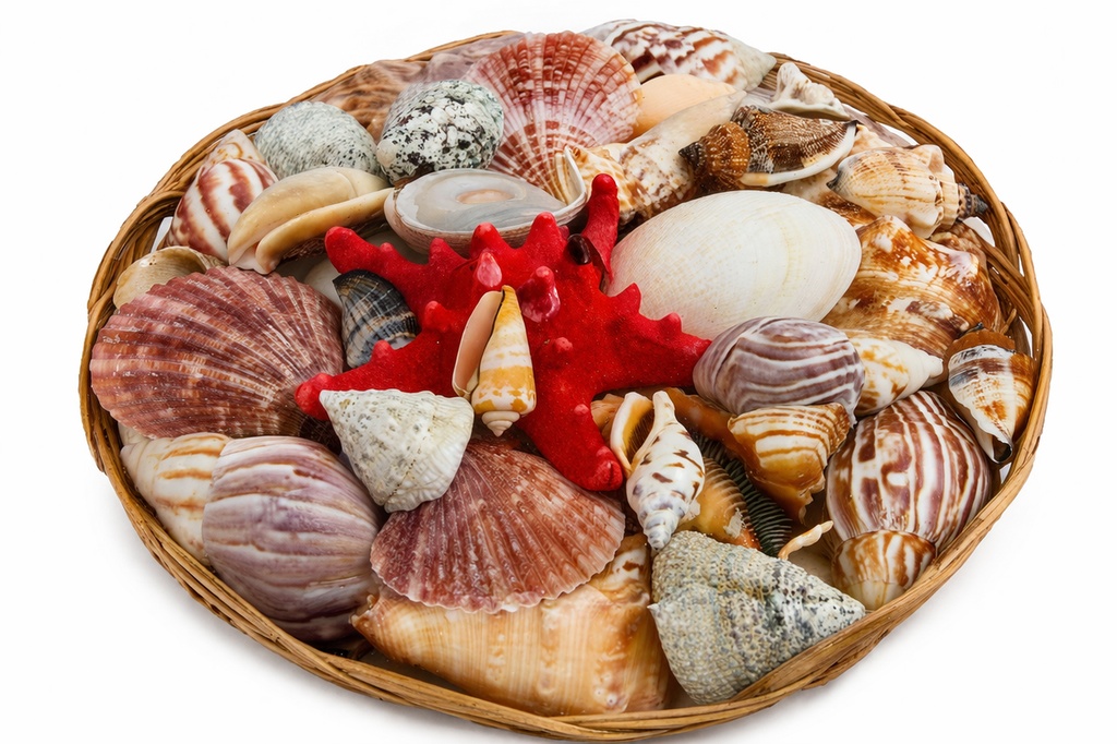 CESTINO CON CONCHIGLIE E STELLA 10" CM 25 