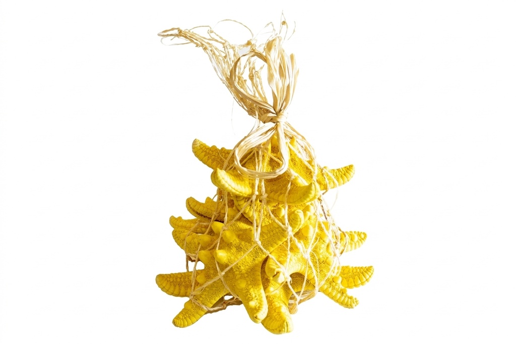 RETE CORDA C/RAFFIA+5 STELLE LONG GIALLE 16*14 