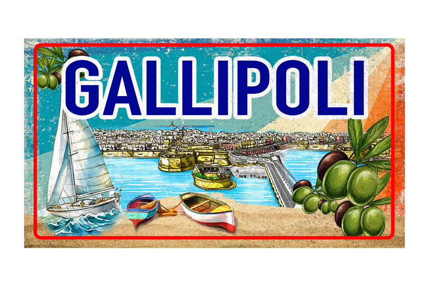 MAGNETE TARGA METALLO 10*5 CM GALLIPOLI 