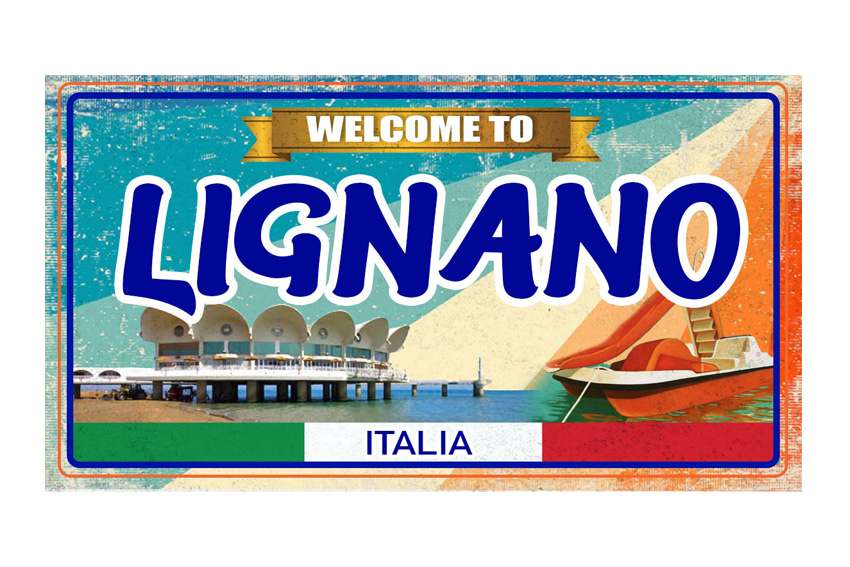 MAGNETE TARGA METALLO 10*5 CM LIGNANO TERRAZZA 