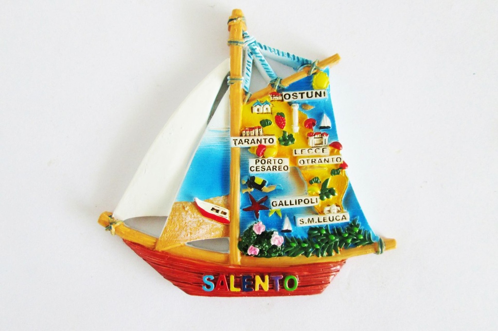 MAGNETE BARCA BIANCA RESINA SALENTO 