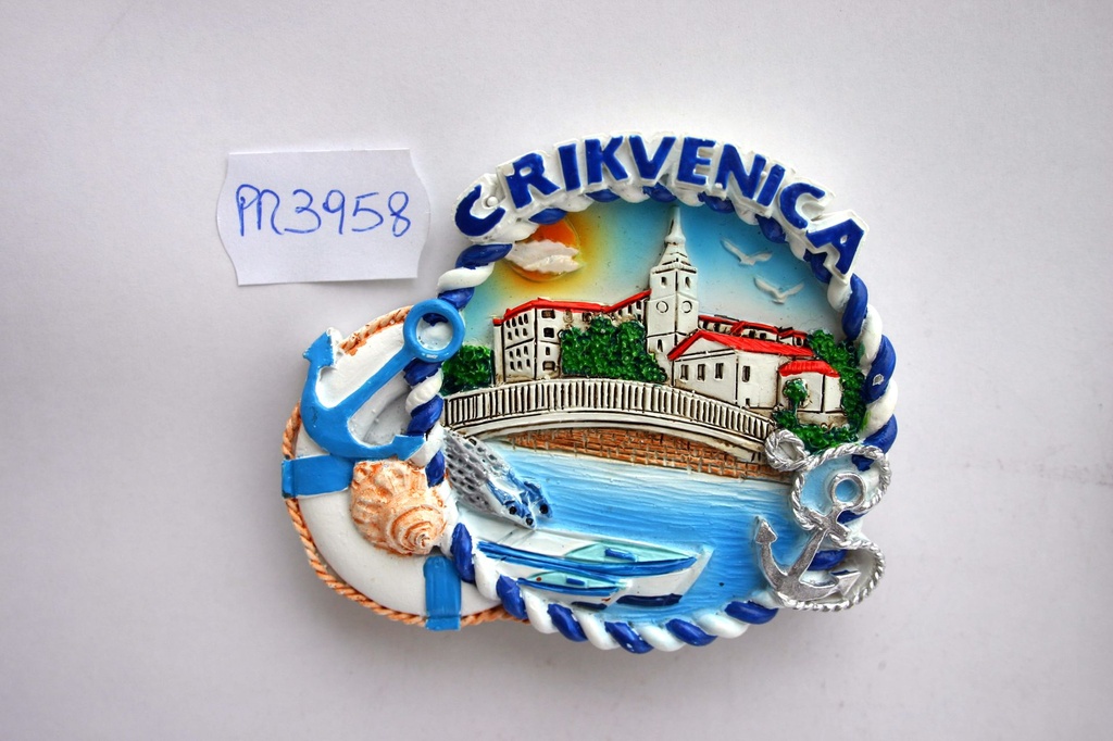 MAGNETE RESINA TONDO BIANCO/BLU CRIKVENICA 