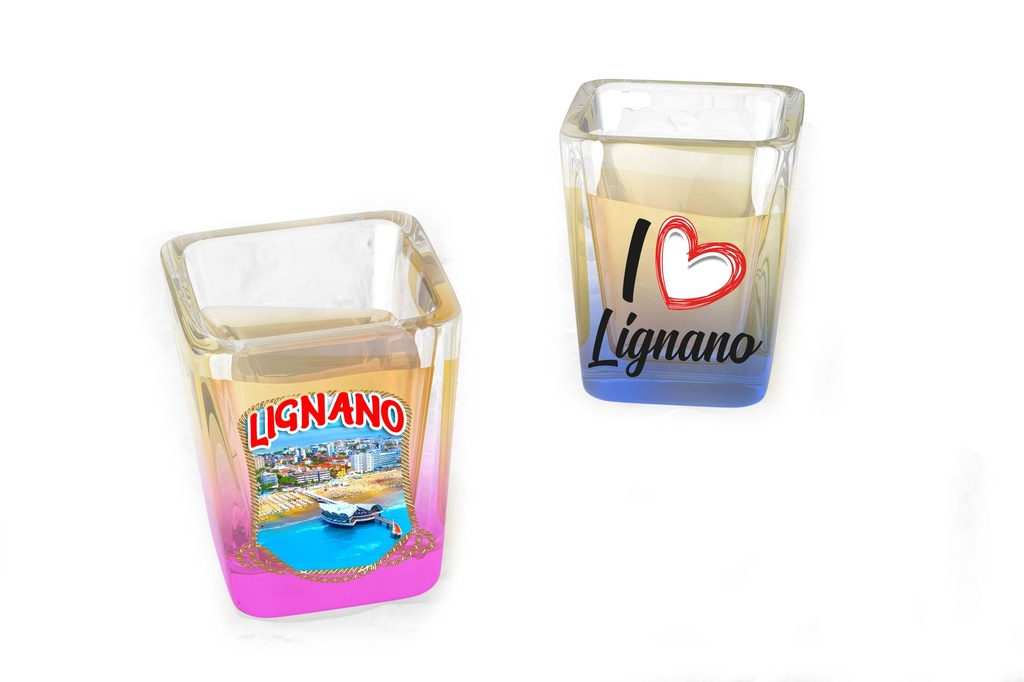 BICCHIERINO VETRO QUADRATO FLUO LIGNANO 