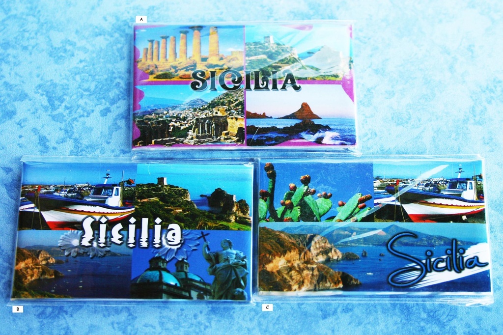 CARTOLINA MAGNETE SICILIA 3 VEDUTE MARE 
