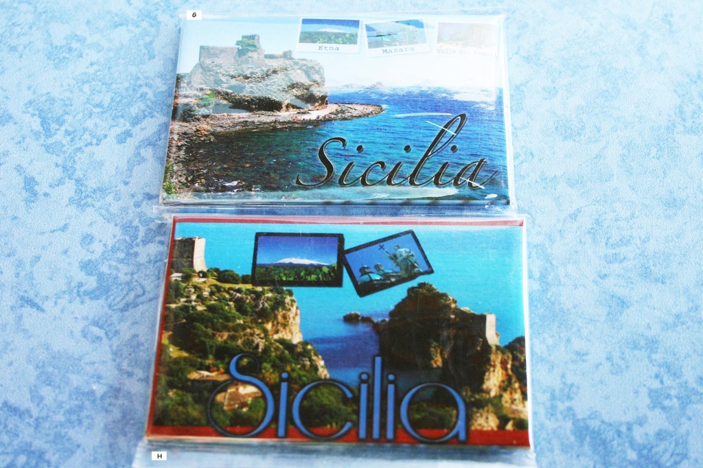 CARTOLINA MAGNETE SICILIA 3 VEDUTE DIAPOSITIVE 