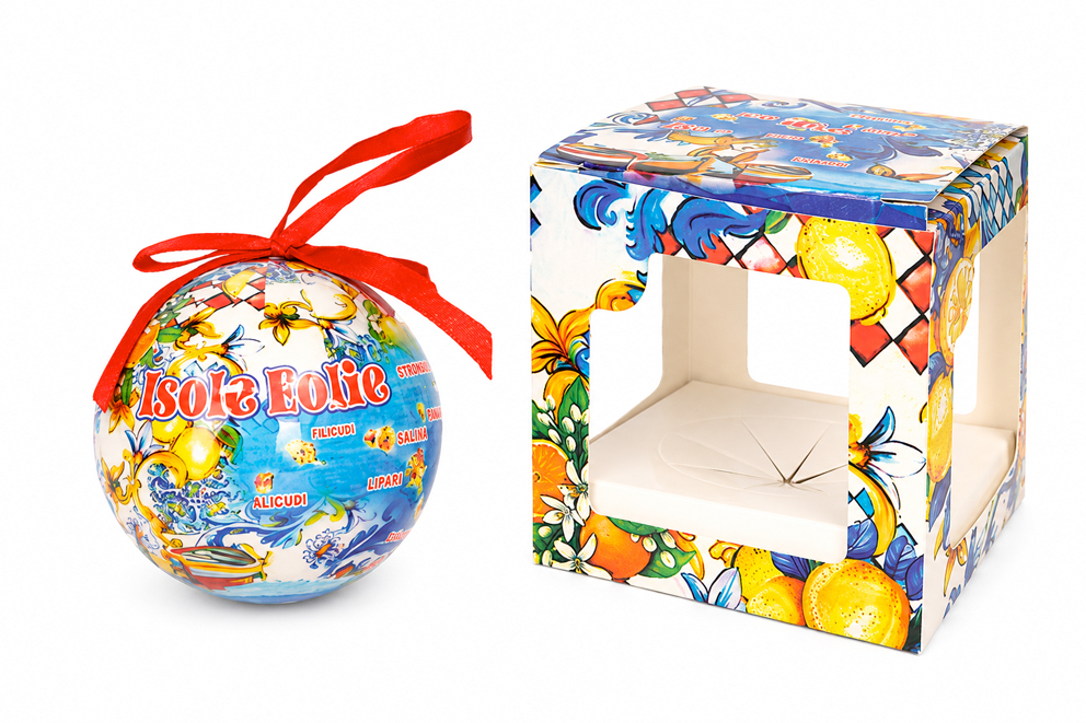 PALLINA DI NATALE IN PLASTICA ISOLE EOLIE