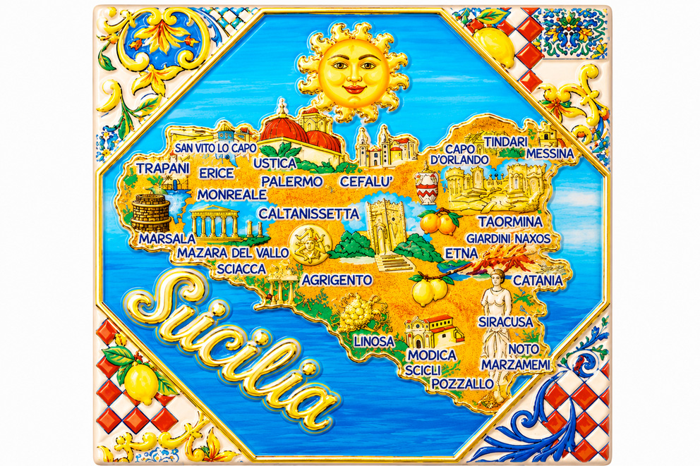 MAGNETE IN MELAMINE SICILIA MAPPA QUADRATO
