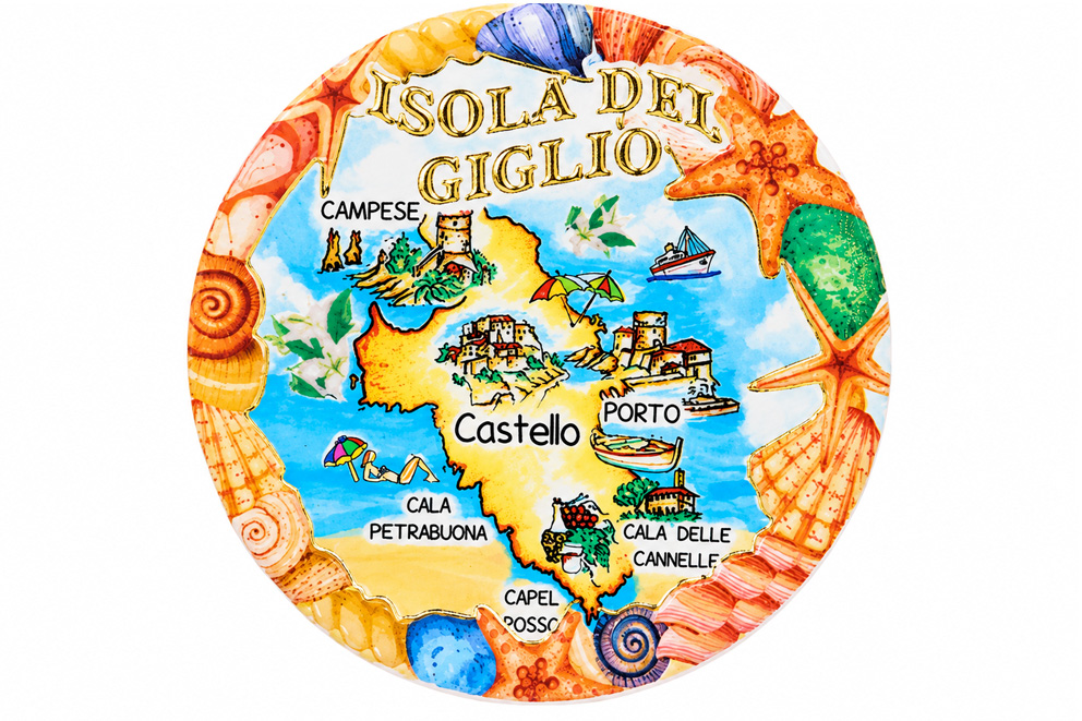 MAGNETE IN MELAMINE IS. DEL GIGLIO MAPPA TONDO
