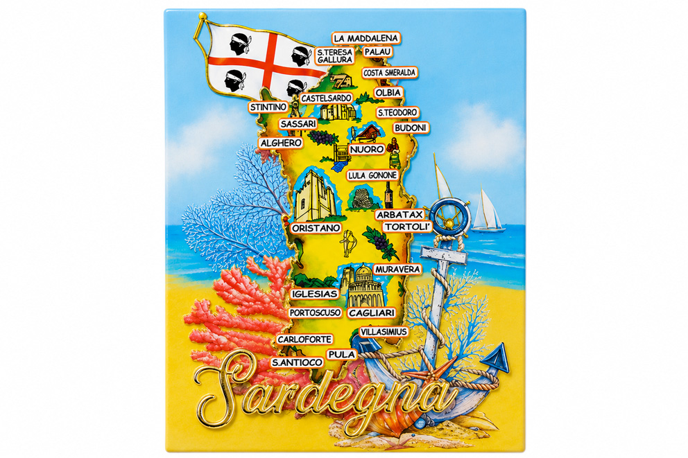 MAGNETE IN MELAMINE SARDEGNA MAPPA RETTANGOLARE