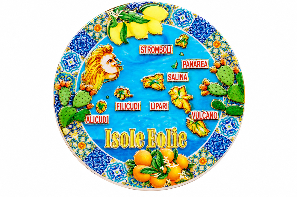 MAGNETE IN MELAMINE ISOLE EOLIE MAPPA TONDO