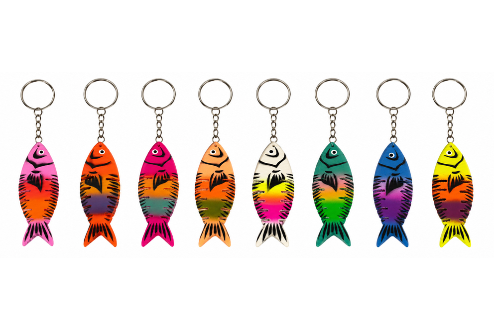 PORTACHIAVI LEGNO PESCE MULTICOLOR