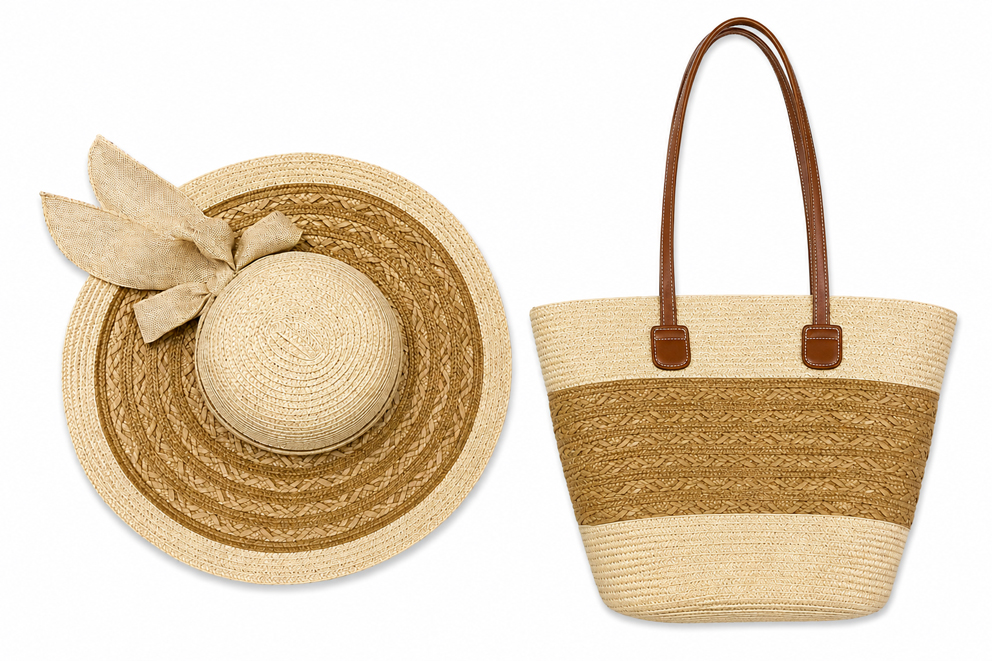 SET CAPPELLO+BORSA PAGLIA