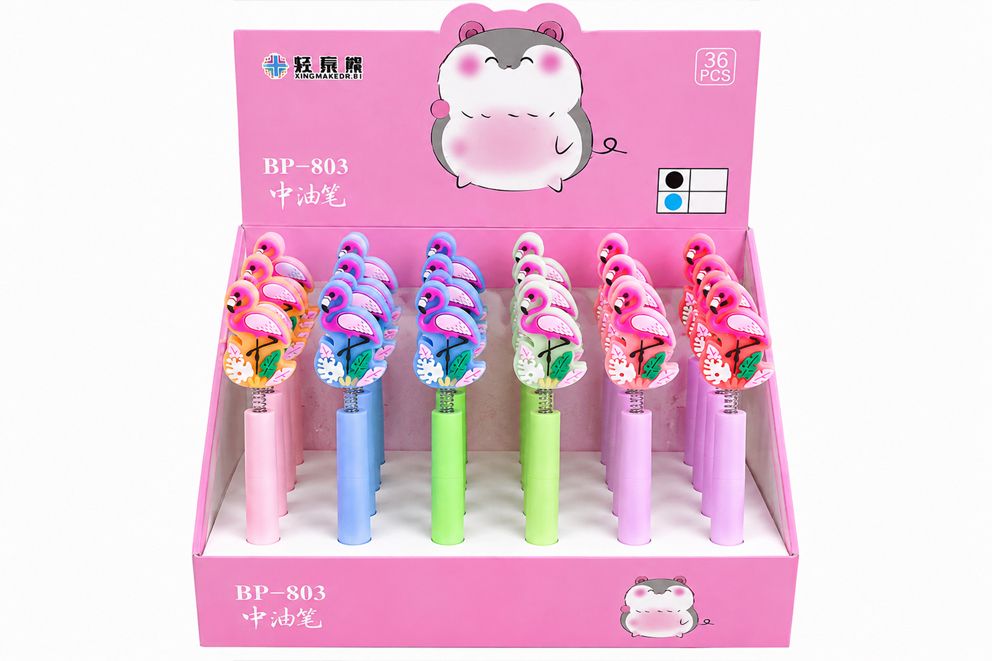 PENNA PLASTICA CON MOLLA E FENICOTTERO CF 30 PCS
